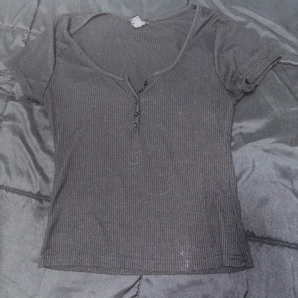 Black Ribbed Women's Top